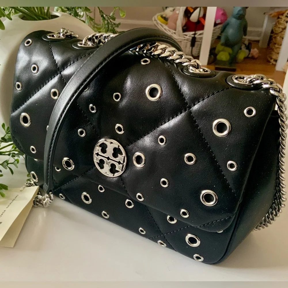 NWT TORY BURCH WILLA LEATHER GROMMETS SHOULDER CROSSBODY BAG - Picture 2 of 12